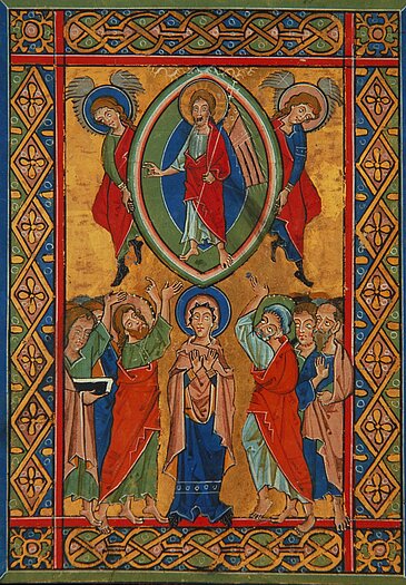 Darstellung Christi Himmelfahrt (Psalterium um 1260)